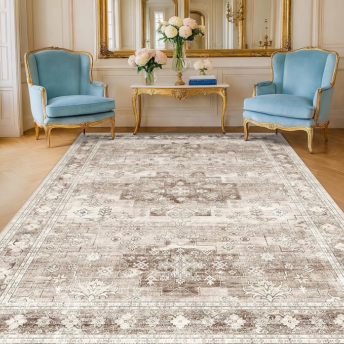 Washable Boho 6x8 Area Rug for Living Room by HazoHaus