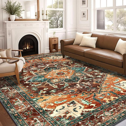 Yamaziot 8x10 Large Area Rug, Non-Slip Washable Boho Living Room Rug | Stain by Yamaziot