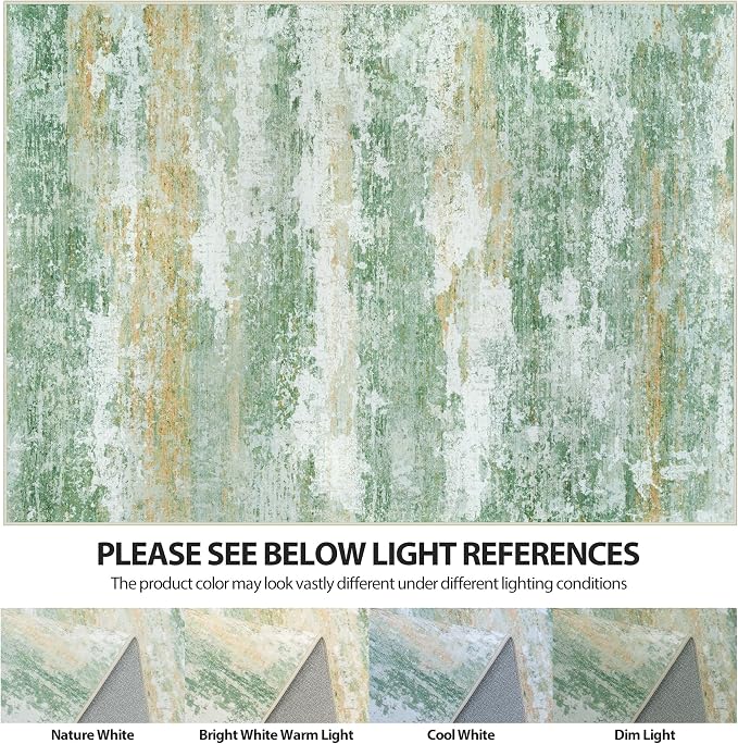 Aelenmu 5x7 Area Rugs for Living Room Washable Bedroom Dining Room Green | - Image 8