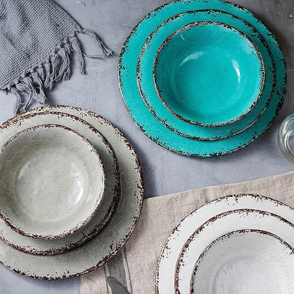 LEHAHA Farmhouse Melamine Pasta Bowl, 9.25 inch Large Salad Bowls, Set of 6, Unbreakable 100% Melamine Serving Bowls Set for Dinner, Wide and Shallow Bowls Set, Dishwasher Safe, Grey…