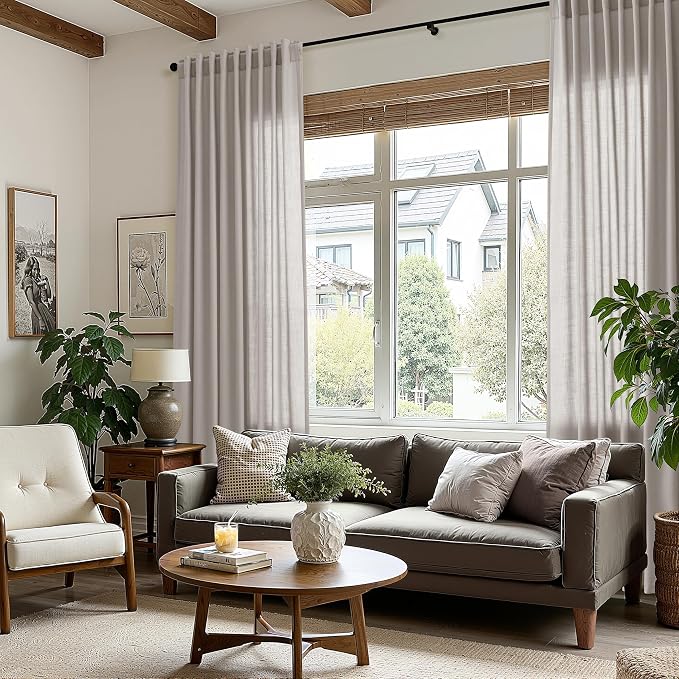 Stone Grey Linen Curtains 90 Inches Long - Image 8