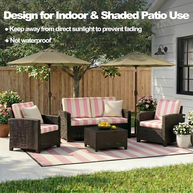 CALBODE 12 Pcs Stretch Outdoor Seat Cushion Covers, Washable Striped Chair Seat - Image 5