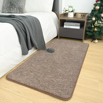 Small Area Rugs for Bedroom, 2×4 Non Slip Runner Rug, Matte Brown | Washable by AROGANAREARUG