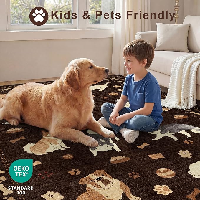 DUKINO 5x7 Area Rugs, Washable Dog Rug - Image 4