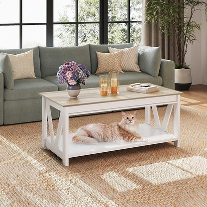 WLIVE Coffee Table, Wood Center Table - Image 2