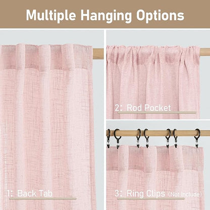 Short Window Sheer Linen Curtains 30 Inch Length - Image 3
