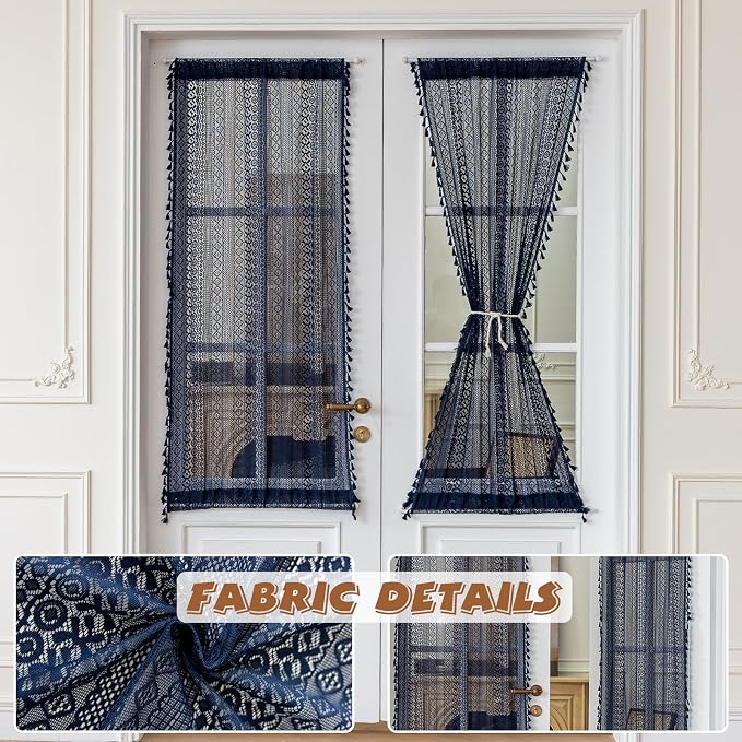 Sutuo Home Navy Blue French Door Curtains - Image 4