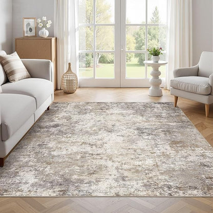 UERMEI Square Area Rugs : Washable 6x6 Neutral Modern Abstract Carpet - Image 5