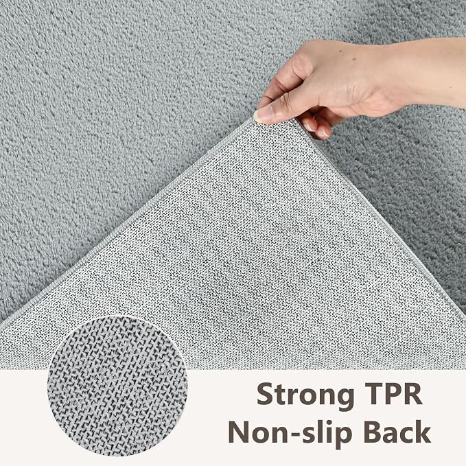 2x3 Light Grey Solid Area Rug Washable Non-Slip - Image 6