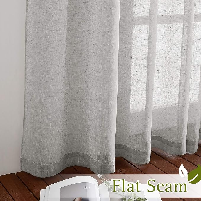 NICETOWN Grommet Sheer Curtains Natural Linen Blend Texture, Privacy - Image 6