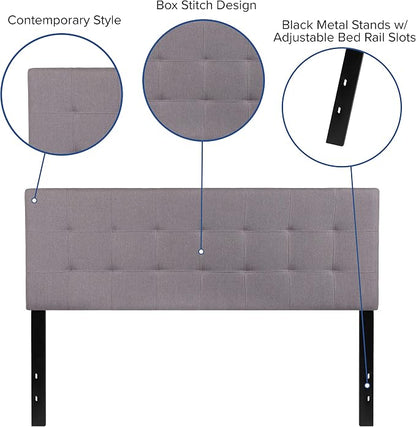 Flash Furniture Bedford Tufted Upholstered Queen Size Headboard in Light Gray - Image 4