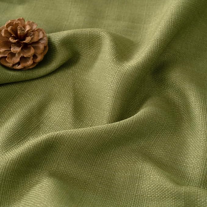 Light Filtering Moss Green Linen Curtains - Image 3