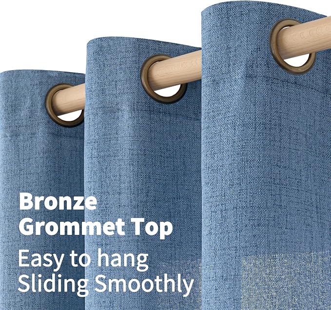 YoungsTex Denim Blue Linen Curtains 95 Inch Length - Image 6