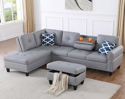 Wakefit Sectional Sofa Couch, Modern 4-Seaters Living Room Furniture Sets by Wakefit