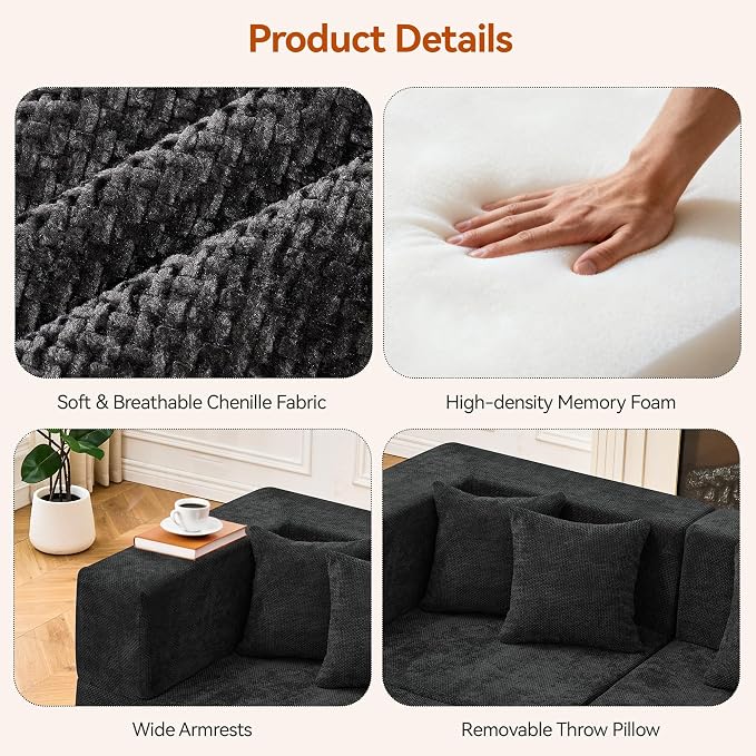 MONVANE 103'' Modular Sectional Sofa, Cloud Sectional Couch - Image 4