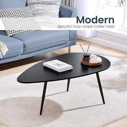 SAYGOER Black Small Coffee Table Modern Oval Coffee Tables Retro Center Table - Image 9