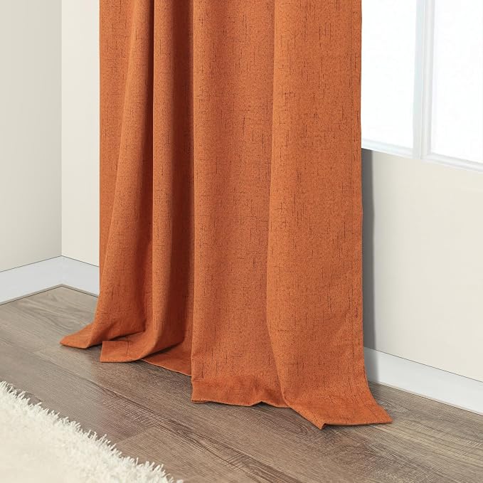 Burnt Orange Blackout Curtains for Living Room 108 Inches Long 2 Panels Back - Image 8
