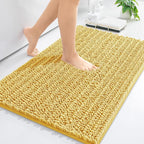 Arotive Luxury Chenille Bathroom Rug Mat, Extra Soft Thick Absorbent Shaggy Bath Rugs, Non-Slip Machine Wash Dry, Plush Bath Mats for Bathroom, Shower and Tub, 30x20, Yellow