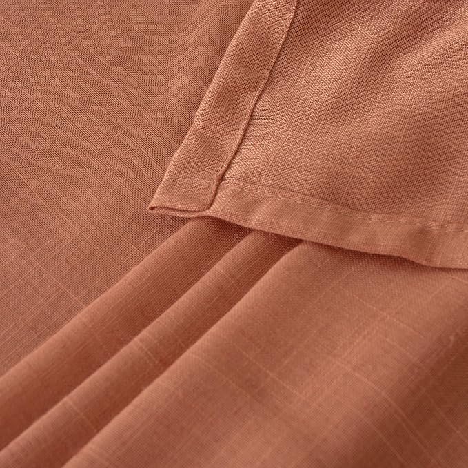 BGment Rust Terracotta Linen Curtains 45 Inch Length, Burnt Orange Semi Sheer - Image 8