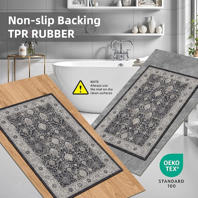 3 Pieces Kitchen Rug Sets: Farmhouse Washable Non-Slip Floor Mat - Image 5