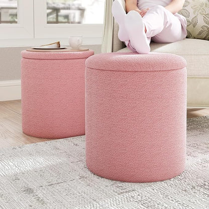 Cmishe Ottoman Poufs with Storage, Soft Upholstered Vanity Stool - Image 8