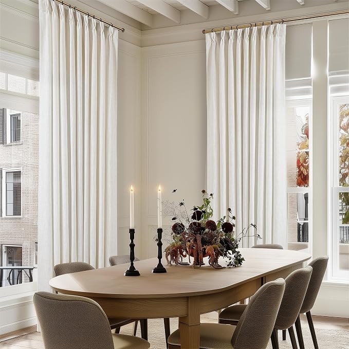 Natural Extra Wide 60 Inch Width Pinch Pleated 90 Inch Curtains | Thick Linen - Image 8