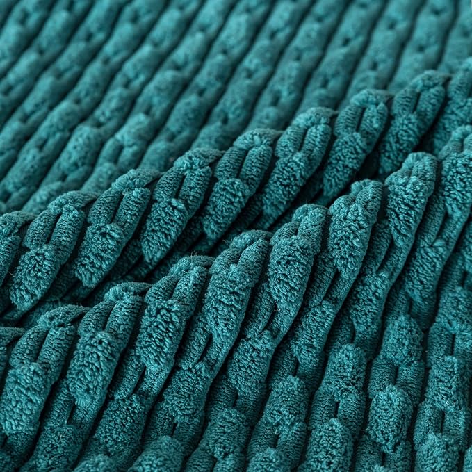 Set of 4 Teal Decorative Throw Pillow Covers 24x24 Inch Corduroy Pillow Covers - Image 6