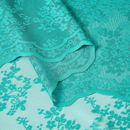 YJ YANJUN Vintage Lace Curtains 96 Inches Long-Victorian Floral Teal Sheer - Image 5