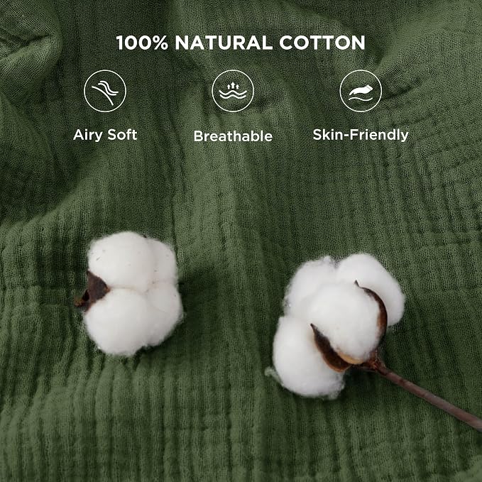 Bedsure 100% Cotton Muslin Blanket King Size - Image 3
