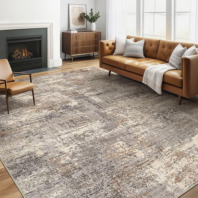 LOONGRUG 6x9 Area Rugs Washable Neutral Modern Living Room Rug Brown Black | by LOONGRUG