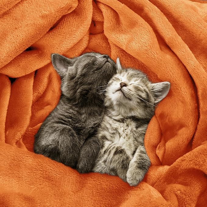 Utopia Bedding Soft Fleece Bed Blanket Twin Size Burnt Orange | Microfiber - Image 4