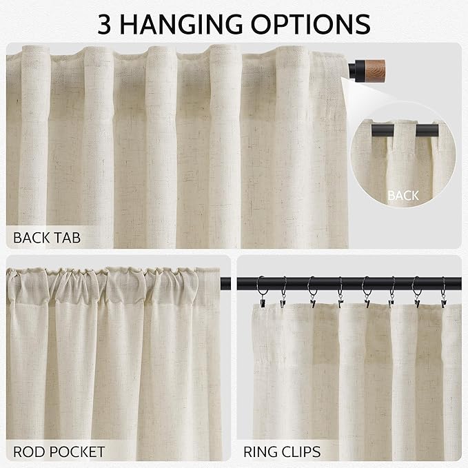 Vanilla Linen Curtains 96 Inches Long - Image 2