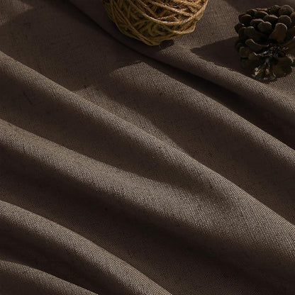 Chocolate Linen Curtains 90 Inch Long 2 Panels Set - Image 5