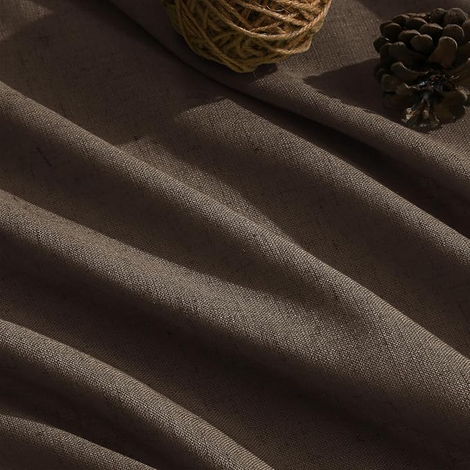 Chocolate Linen Blend Light Filtering Back Tab Curtains 108 Inches Long - Image 5