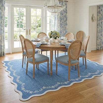 GarveeHome Scalloped Area Rugs 8x10 Large Blue Washable Living Room Rug | Soft - Image 2