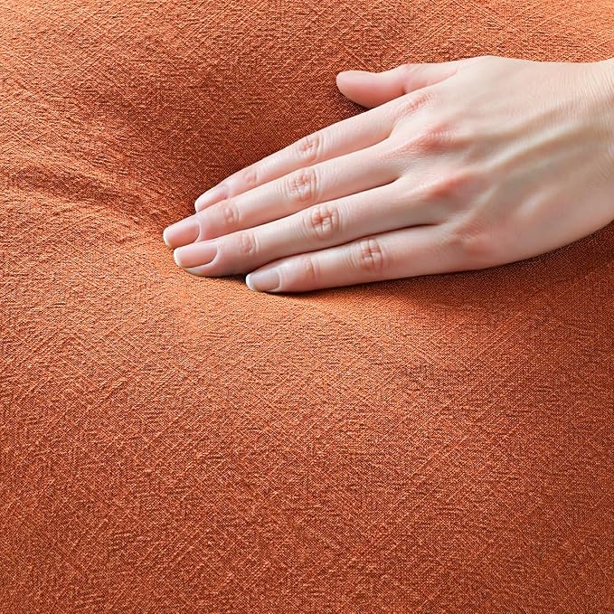 MIULEE Linen Fringe Decorative Fall Throw Pillow Covers Burnt Orange 20x20 | - Image 5