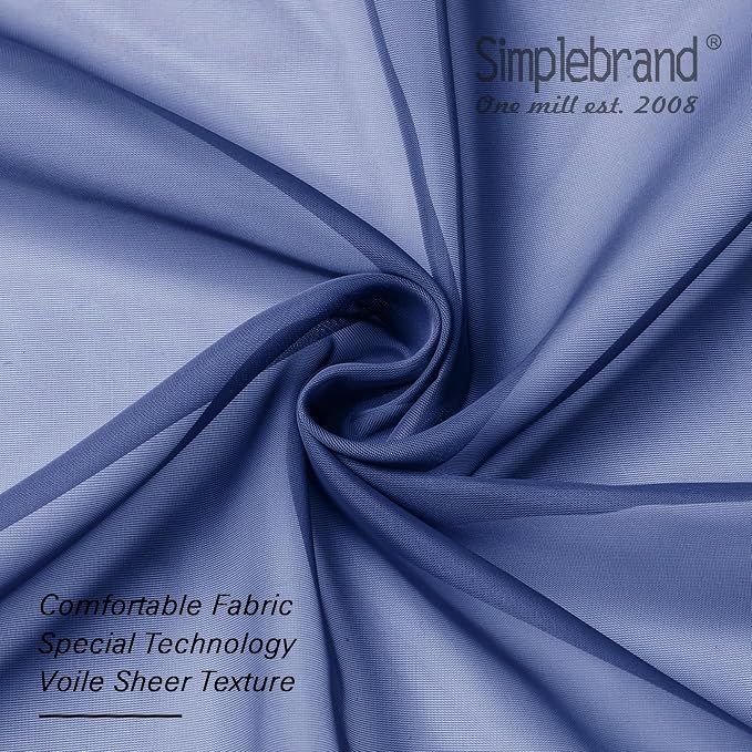 Simplebrand Royal Blue Sheer Curtains 84 Inches Long 2 Panels, Light Filtering - Image 6