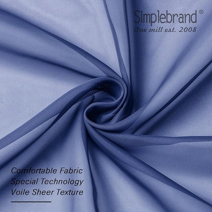 Simplebrand Royal Blue Sheer Curtains 84 Inches Long 2 Panels, Light Filtering - Image 6
