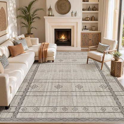cotiled 6x9 Area Rugs for Living Room: Boho Washable Rug for Dining Room | - Image 8