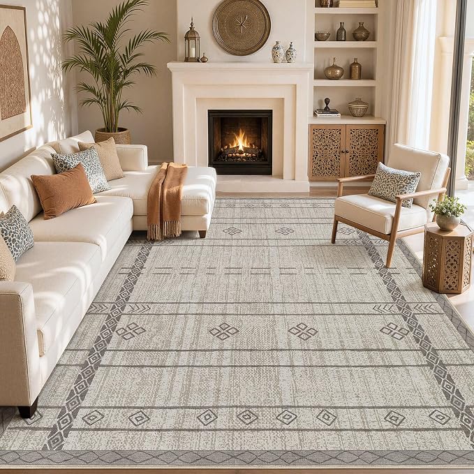 cotiled Boho 5x7 Area Rugs for Living Room: Soft Moroccan Washable Rug | Solve - Image 8