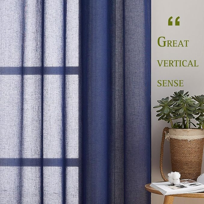 NICETOWN Linen Textured Sheer Curtains 96" L - Image 5