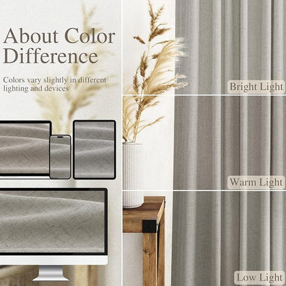 Silver Grey Linen Back Tab Curtains 84 Inch Length - Image 3