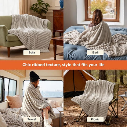 Bedsure Soft Twin XL Blanket for Bed Dorm Beige 66"x90" | Birthday Gifts for - Image 4