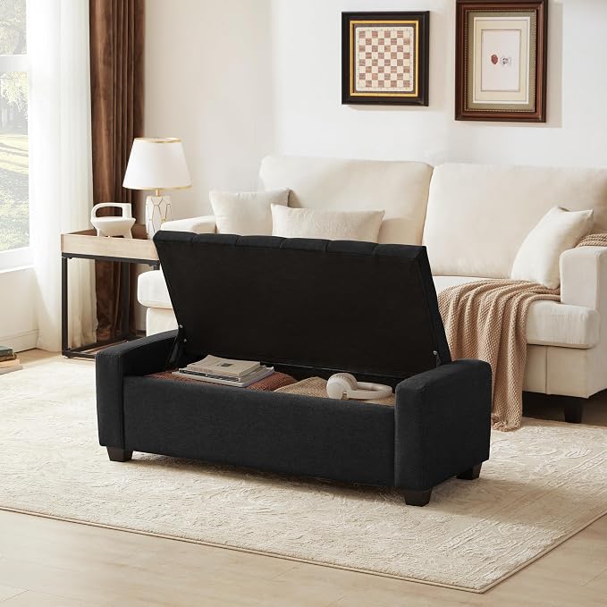 Huatean Home 48" Ottoman with Storage, Upholstered Entryway Bench with Seating - Image 4
