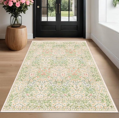 Beige Green Bedroom Rug 5x7 Area Rug - Image 9