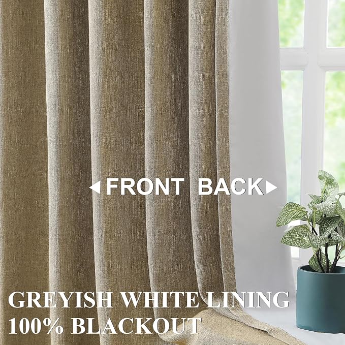 Vision Home Brown Pinch Pleated Full Blackout Curtains Linen Blended 60 inch - Image 2