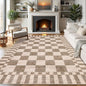 GarveeHome 8x10 Area Rugs Geometric Washable Modern Brown Checkered Rug | by GarveeHome