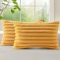 decorUhome Fall Faux Fur Throw Pillow Covers 12x20 Set of 2 Mustard Yellow | by decorUhome
