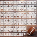 Fainne 100 Pcs Stencils for Painting on Wood Reusable Stencil Crafts Drawing Templates Holiday Wall Paper for DIY Scrapbook Home 2 x 2 Inch (Sport,Ball)