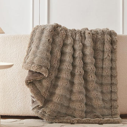 COOVA Faux Fur Throw Blanket for Couch, Cozy Soft and Fuzzy Plush Rabbit Fur - Image 4